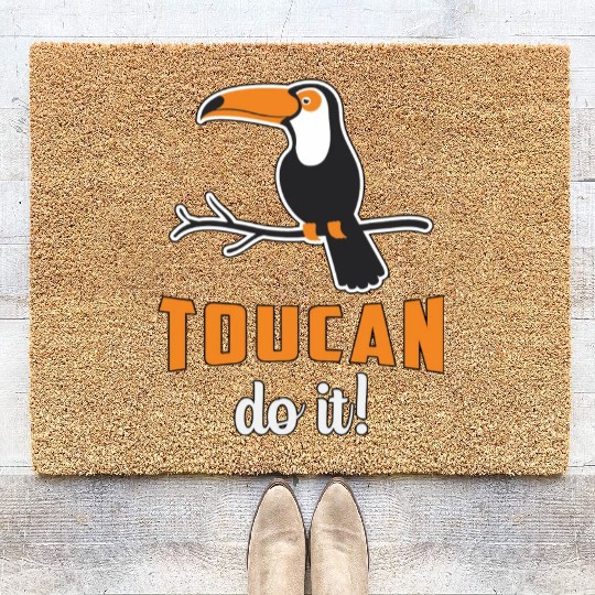 Toucan Do It Bird Watcher Watching Retro Toucans Coir Doormats