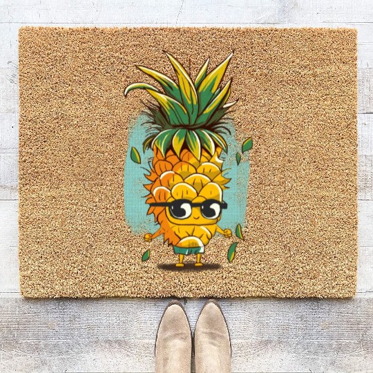 Cute pineapple sunglasses Coir Doormats