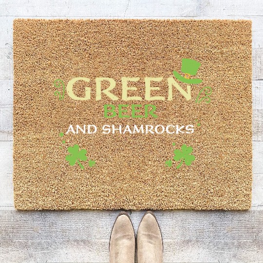 Green beer and shamrocks Coir Doormats