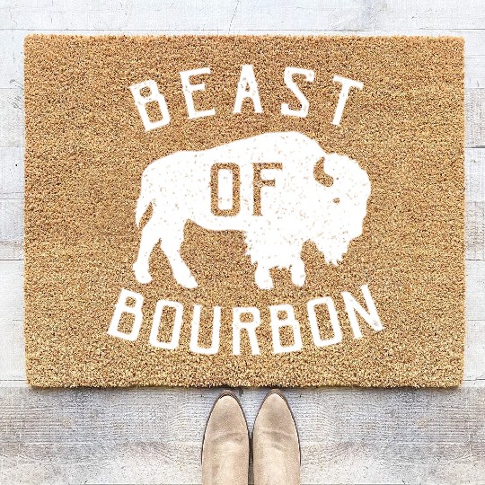 Beast of Bourbon Drinking Whiskey design Bison Buf Coir Doormats