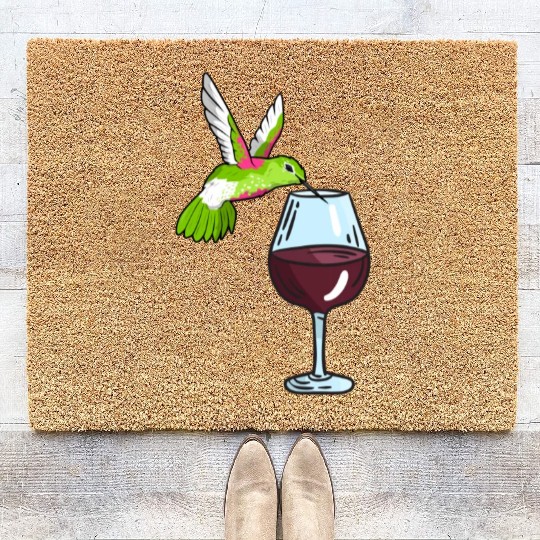 Hummingbird Drinking Wine Birdwatching Hummingbird Coir Doormats