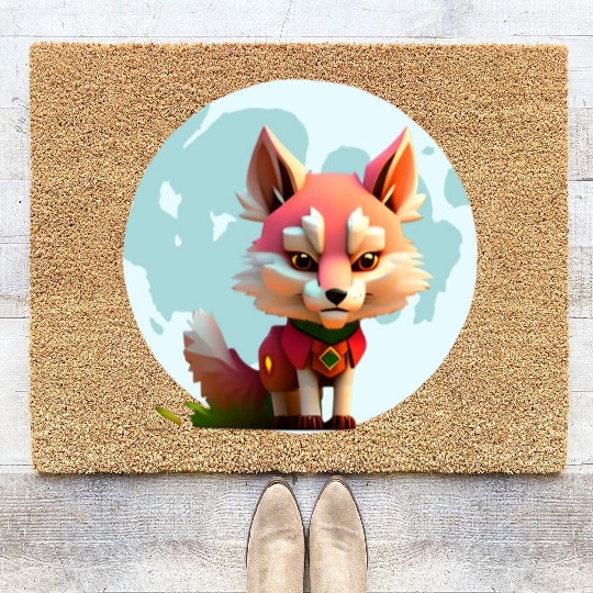 Wolf howling at the moon graphic Coir Doormats