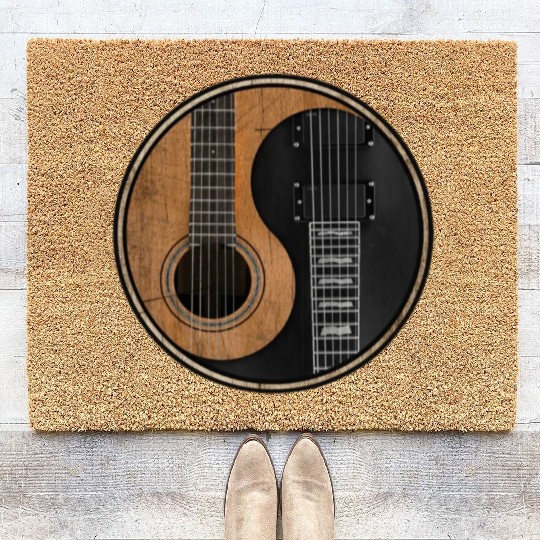 Ying Yang Guitar ArTwork Coir Doormats