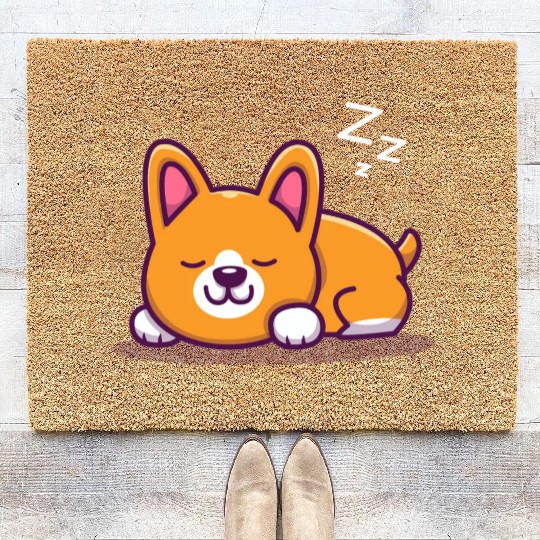 Cute Corgi Sleeping Coir Doormats