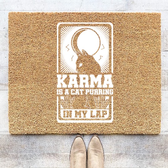 Karma is a Cat Purring in My Lap Moon Tarot Card Coir Doormats