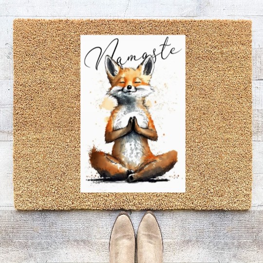Fox Power Yoga Teacher Animal Humor Namaste Karma Coir Doormats