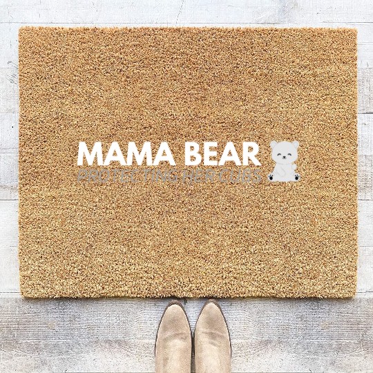 Mama Bear protecting her cubs Coir Doormats