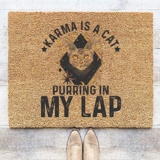 Karma is a Cat Purring in My Lap Tarot Card Coir Doormats
