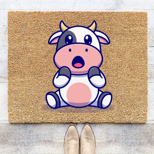 Cute Cow Surprised Cartoon Coir Doormats