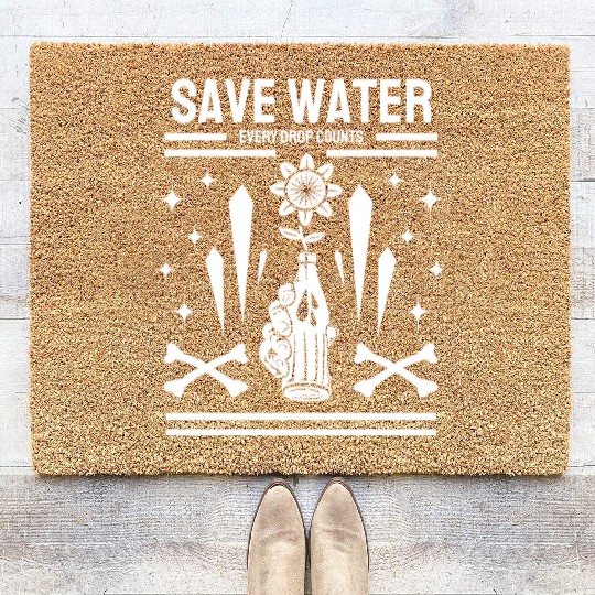 Earth Day Save Water Every Drop Counts Nature Coir Doormats