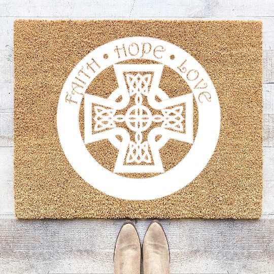 Timeless Celtic Cross With Celtic Knots Coir Doormats