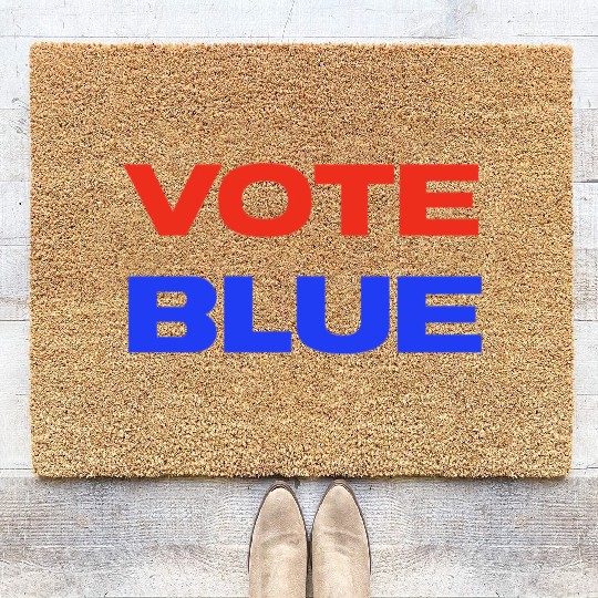 Vote Blue Democratic Party Liberal Voting Coir Doormats