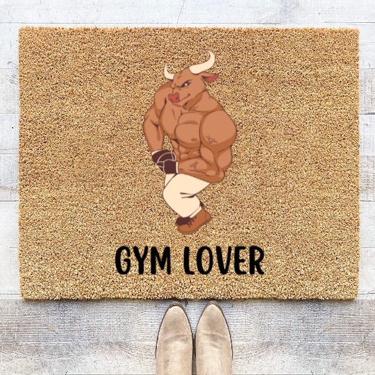 Brown Illustrated Bull Gym Lover Coir Doormats