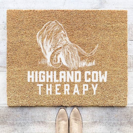 Highland Cow Therapy Coir Doormats