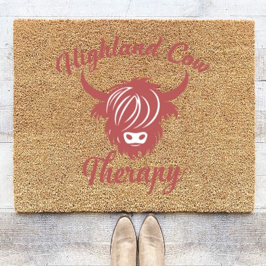 Highland Cow Therapy Coir Doormats