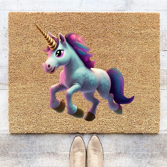 magic unicorn cartoon horse pony Coir Doormats