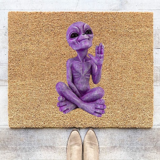 Purple Stone Alien Statue Coir Doormats