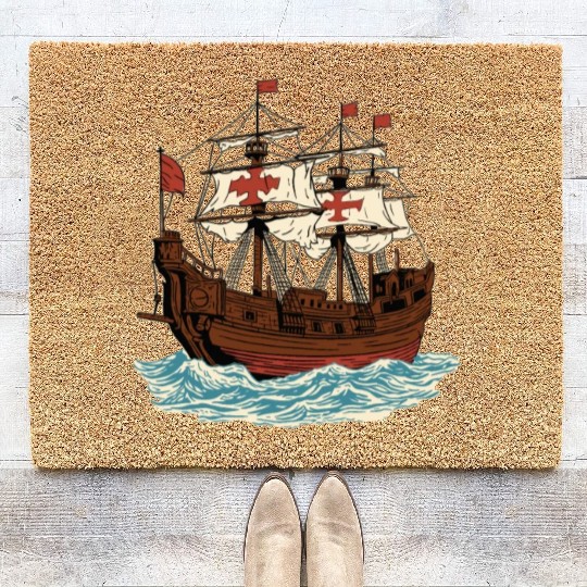 Columbus Day 1492 Ship Coir Doormats