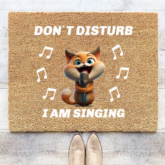 Don't Disturb Me Sing Funny Cats Motif Coir Doormats
