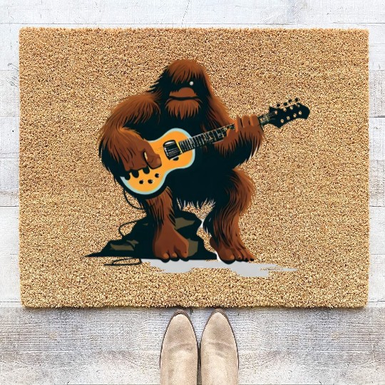 Bigfoot plays guitar Coir Doormats