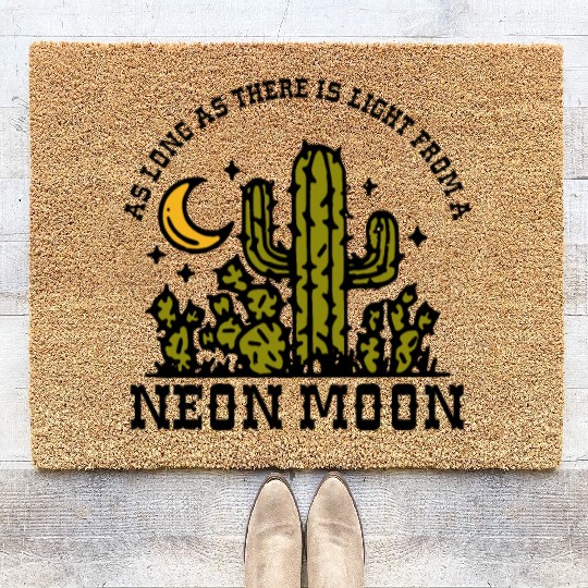 AS LONG AS THERE IS LIGHT FROM A NEON MOON Coir Doormats