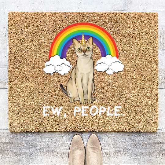Rainbow Singapura Ew People Unicorn Cat Coir Doormats