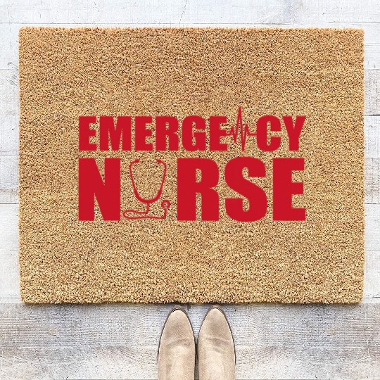 Great ER Nurse Apparel RN Nursing Emergency Nurses Coir Doormats
