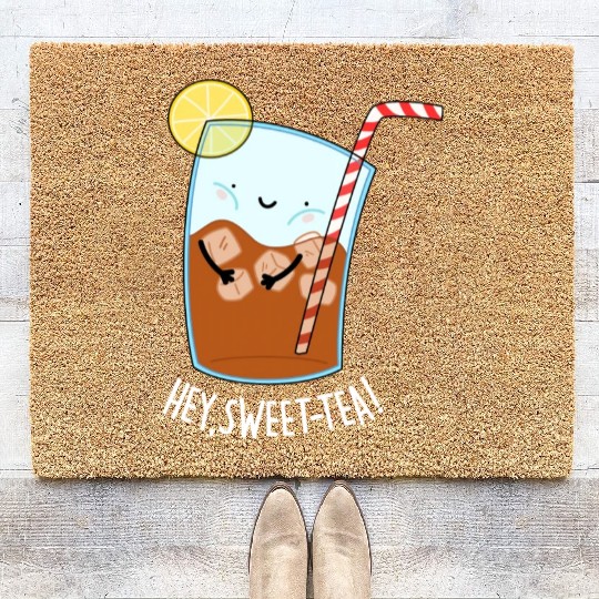 Hey Sweet Tea Cute Iced Tea Coir Doormats