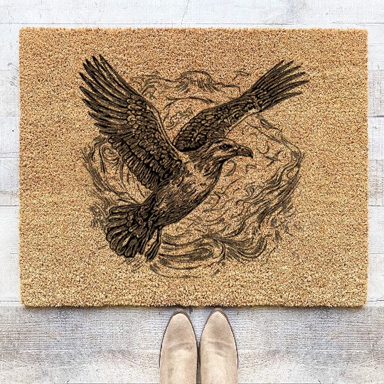 Flying Seagull Over The Water Cloud Coir Doormats