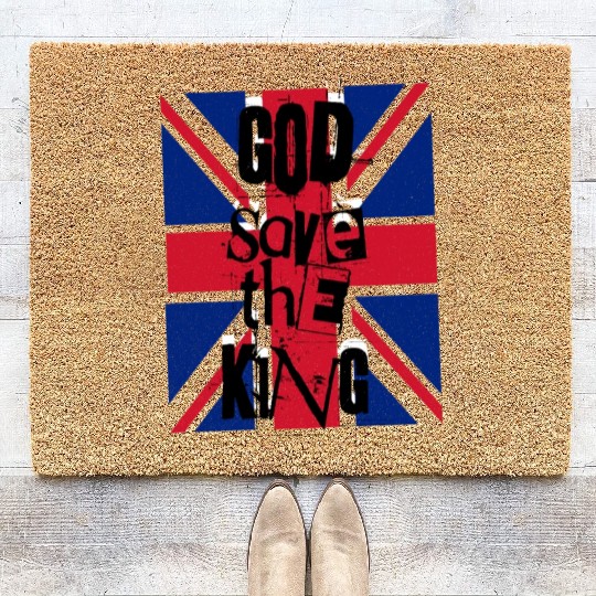 God Save The King Charles British Royal Punk Coir Doormats