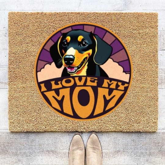 I Love My Mom -Dachshund Coir Doormats