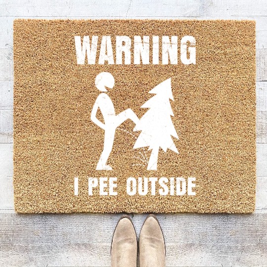 Nature boy I pee Outside Hiking funny Mountains Coir Doormats