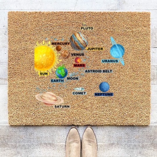 Solar System Planets Astronomy Space Science Girls Coir Doormats
