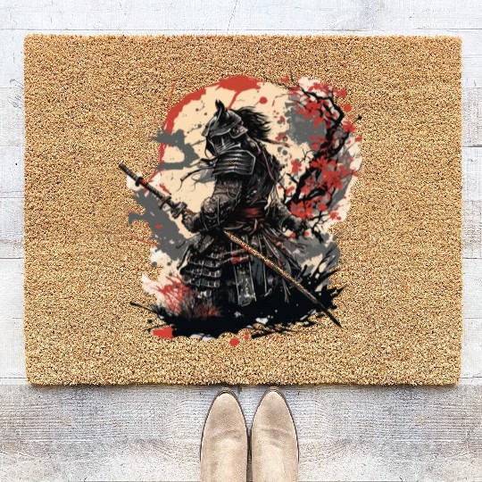 Samurai Warrior with Katana Coir Doormats
