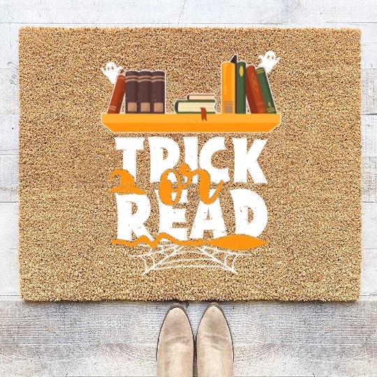 Librarian Trick or Read Halloween Witch Librarian Coir Doormats