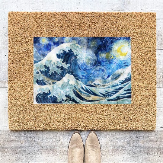 Great Wave During a Starry Night Click on Artist Coir Doormats