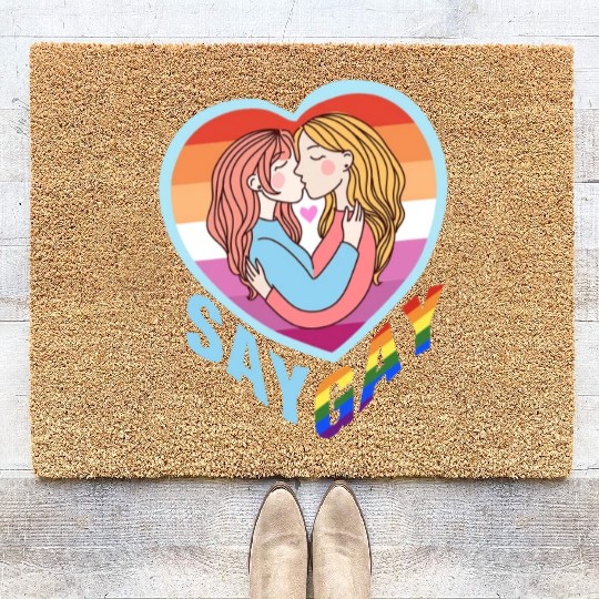 Say Gay Lesbian Couple Coir Doormats