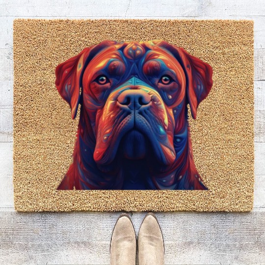Psychedelic AI Dogue de Bordeaux Coir Doormats