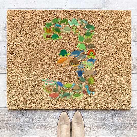 3rd Birthday Sea Turtle Tortoise Theme 3 Year Old Coir Doormats