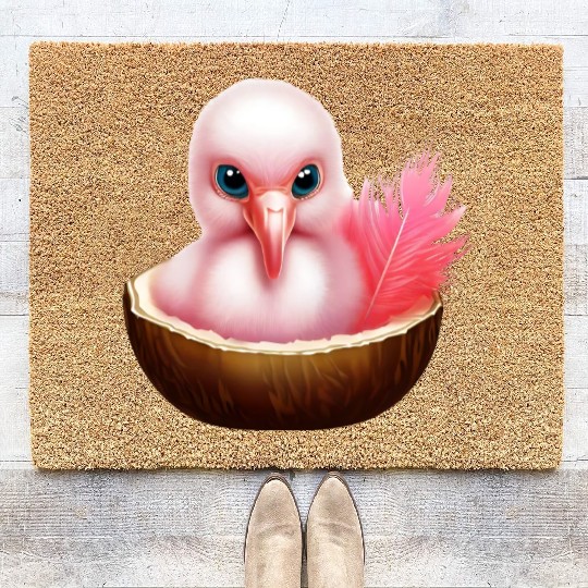 Coconut Flamingo Coir Doormats