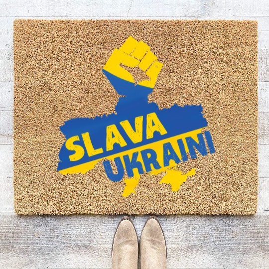 Slava Ukraini Ukraine Support Ukraine Flag Pride Coir Doormats