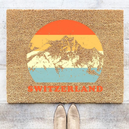 Switzerland Mountain Throwback Vacation Coir Doormats