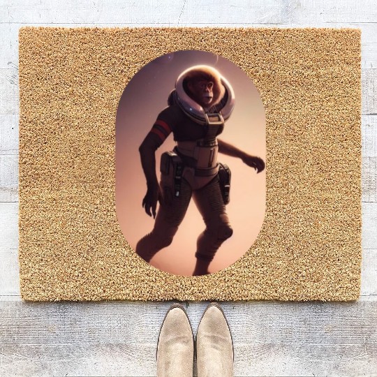 Astronaut Monkey Discovering Planet Mars 1 1 Coir Doormats
