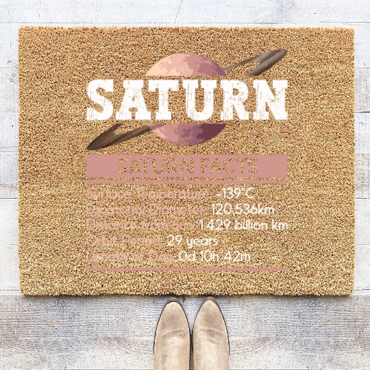 Saturn Planet Facts Space Lover Solar System Coir Doormats