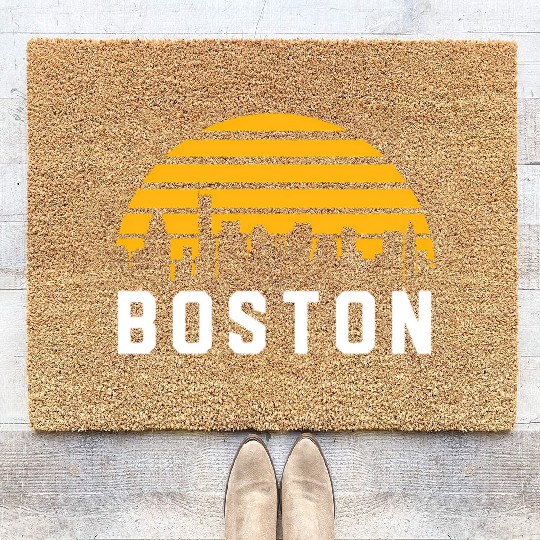 Boston Massachusetts Cityscape Yellow Coir Doormats
