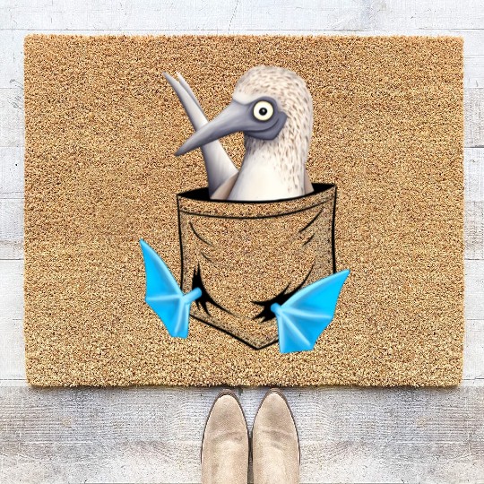 Bird Drawing Fancy Blue Foot Booby In Pocket Coir Doormats