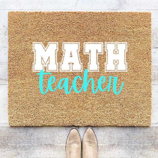 Math Teacher College Print And Script Lettering Coir Doormats
