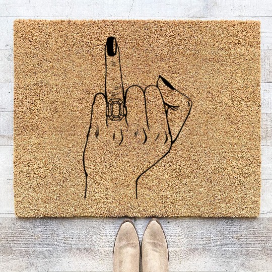 Finger Diamond Ring Wedding Honeymoon Coir Doormats