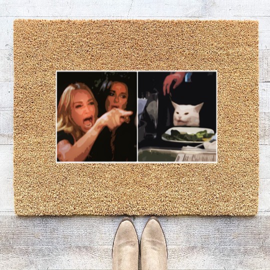 Yelling At A Cat Meme Coir Doormats