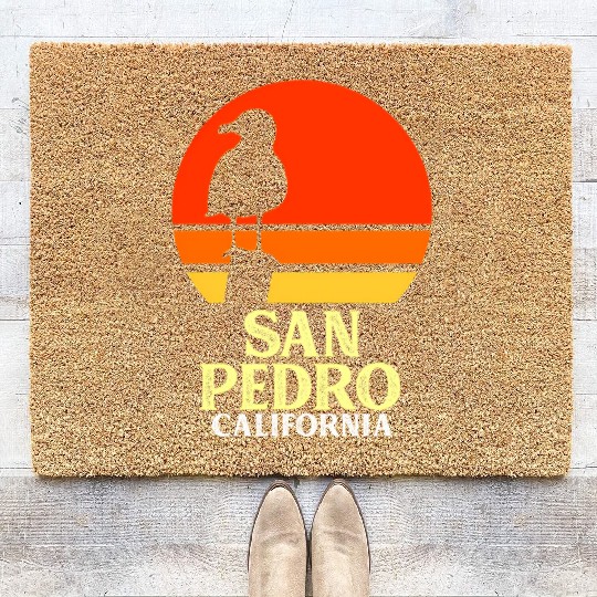 San Pedro California Beach Seagull Coir Doormats